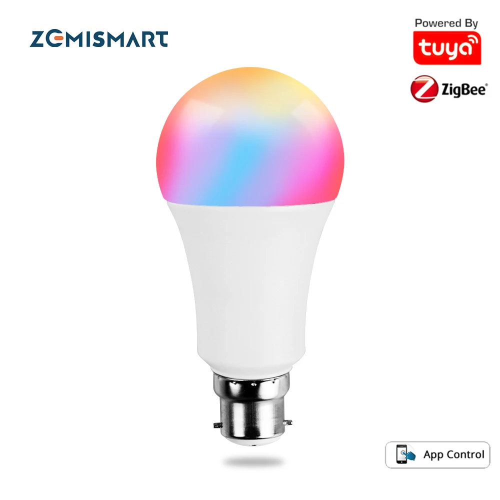 Zemismart – ampoule LED intelligente, Tuya Zigbee, B22, variable, RGBCW 7W, lampe décorative, Smartthings, 600-650lm, Alexa, Google Home