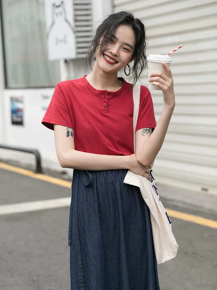 Футболка женская летняя розово-красная тонкая с коротким рукавом | Женская