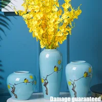 Flower Vase  Modern Ins Gradient Blue Bird Glaze Ceramic Vase home Creative Flower Ware Living Room Desktop Home Decorationdecor