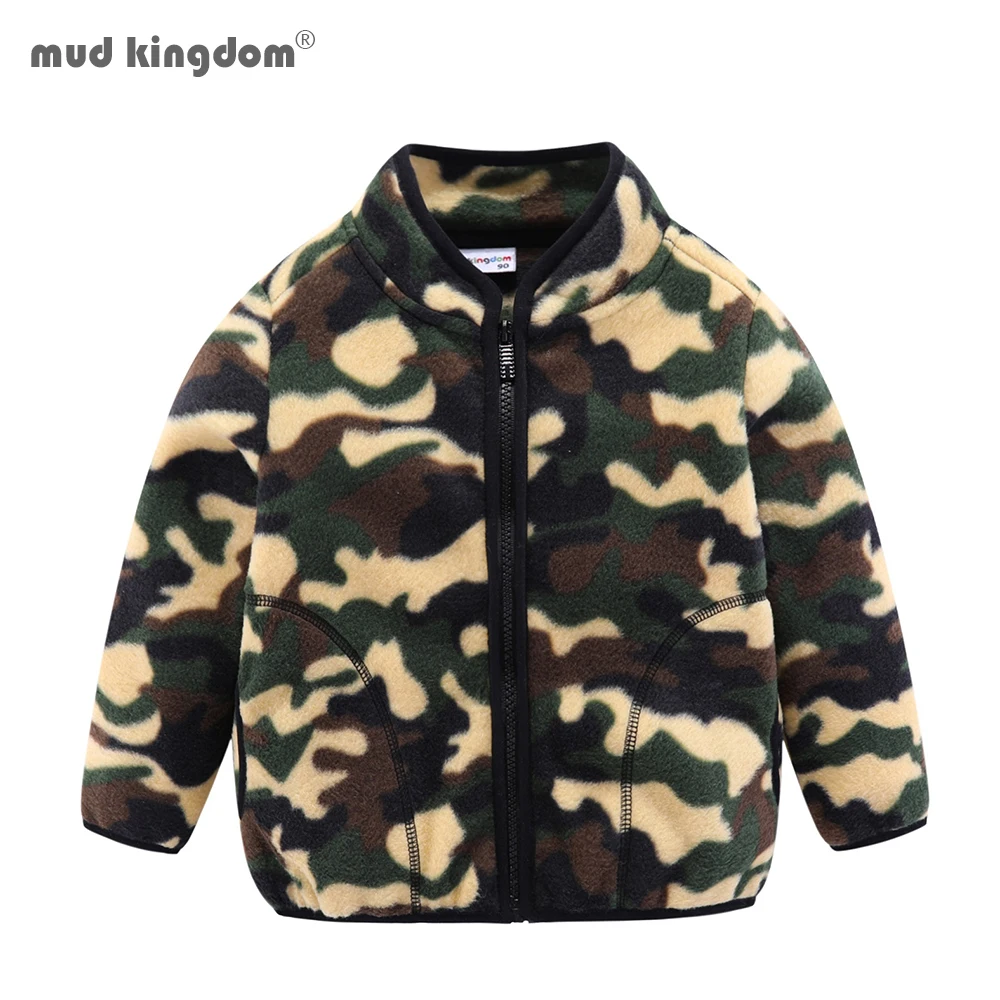 

Mudkingdom Boys Girls Fleece Jackets Zipper Solid Plaid Camouflage Coats Long Sleeve Outerwear for Kids Spring Autumn Clothes