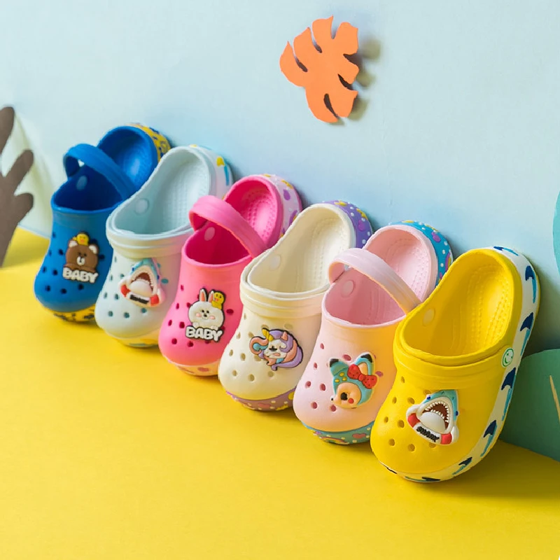 

Kids Garden Cross Shoes Shark Removable Summer Hole Beach 2021 For Children Boys Girls Soft Non Slip Comfortable EVA Slippers