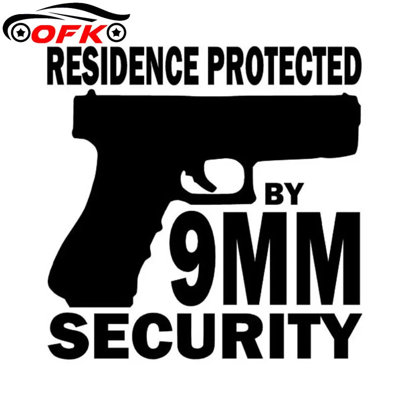

Car Styling Game Pistol RESIDENCE PROTECTED BY 9MM SECURITY Vinyl Window Stickers 14.5CM*14CM