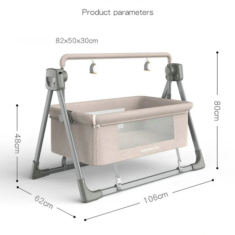 Electric Baby Bassinet, Comfortable Infant Bed with Bluetooth ＆ Remote, 5 Shaking Modes Portable Newborn Crib