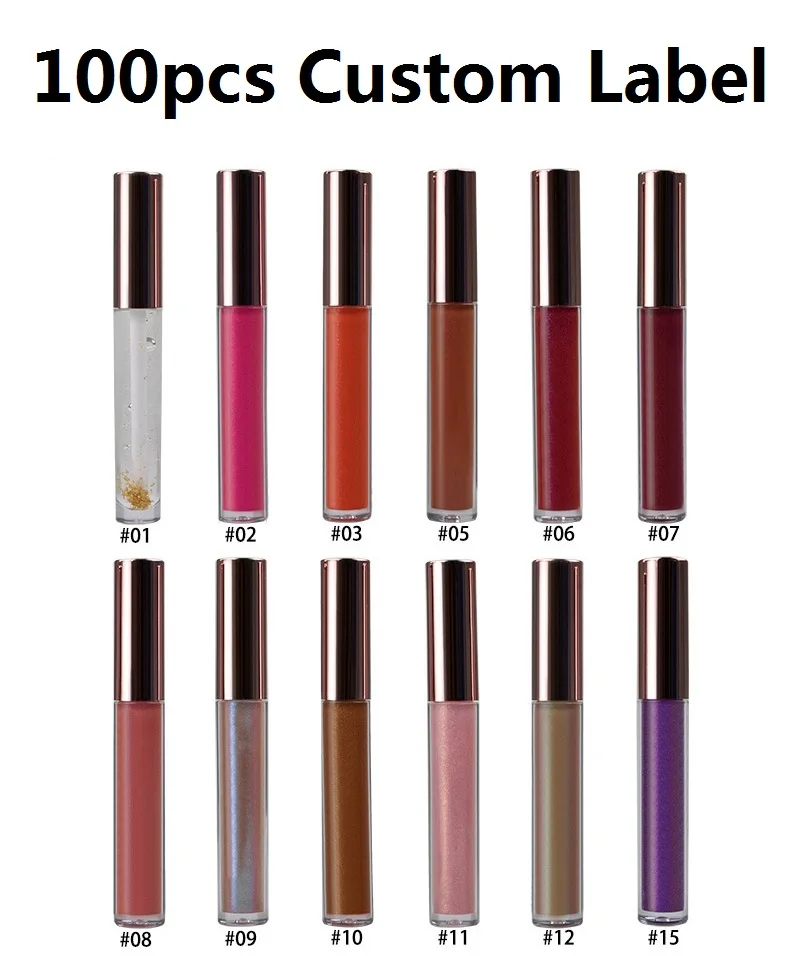 100 custom label Пользовательский ярлык мерцающий блестящий, Длительное Действие, Водонепроницаемый 12-Цвет Жидкий блеск для губ, прозрачные телесного цвета с блестками для макияжа губные помады, опт - Цвет: 100 custom label