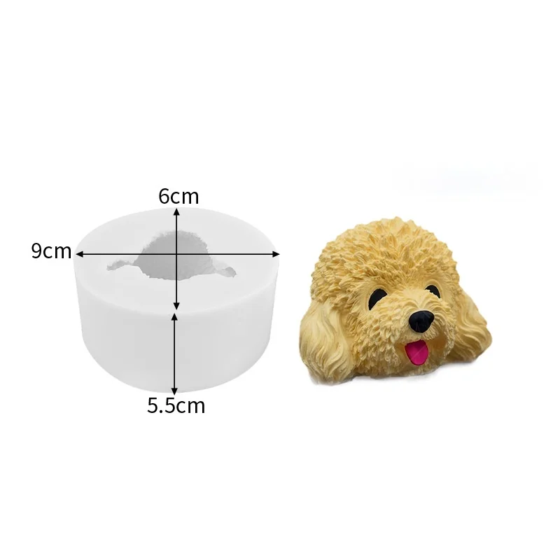 

3D Teddy Dog Candle Mold Cute Animal Shape Handmade Aromatherapy Plaster Soap Silicone Mould DIY Home Decoration Tools
