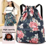 summer backpack for women design 2021 fashion nylon waterproof large capacity backpack flower drawstring soft travel school bags