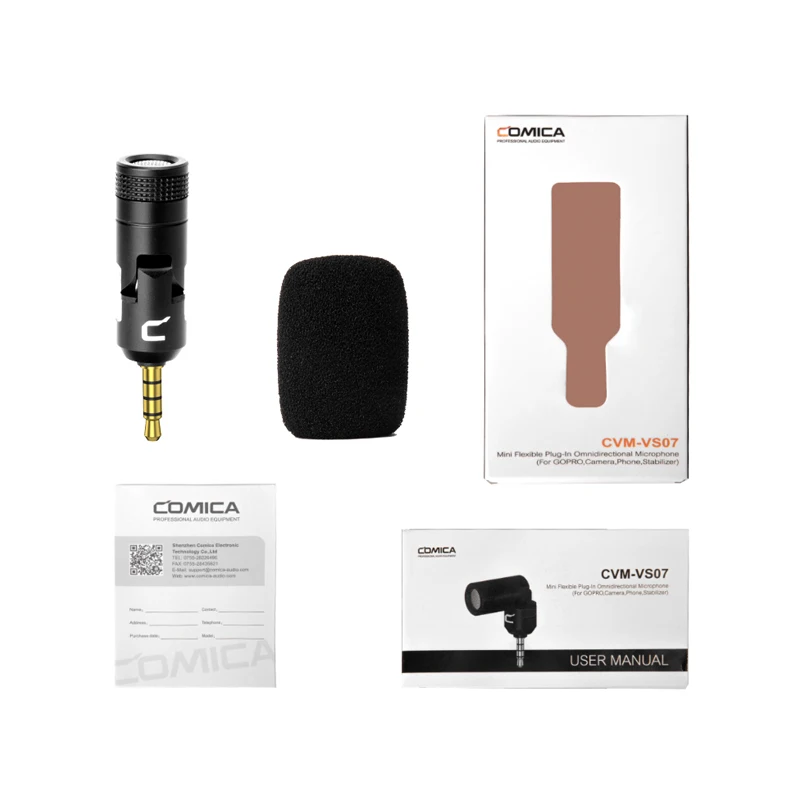 Comica CVM-VS07 3.5MM Audio Wireless GoPro Vlog Video Microphone for iPhone Andriod Smartphone Nikon DSLR Plug and Play | Электроника