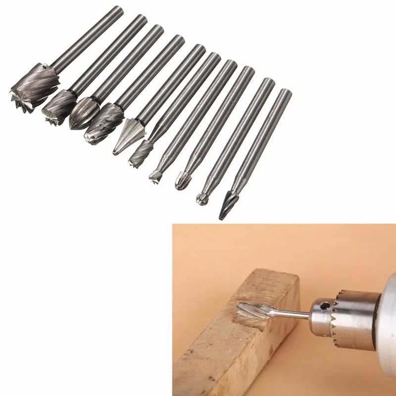 

10PCs Rotary Files Reliable Safe HSS Wood Carving Engraving Rasp Burr Grinding Bit Files Rasp For 1/8' Shank Tool Durable Files