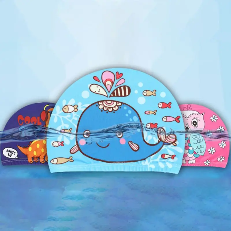 

Children Baby Swimming Cap Cute Cartoon Animal Prints Waterproof Protect Ears Soft Polyester Lightweight Unisex Swimming Cap