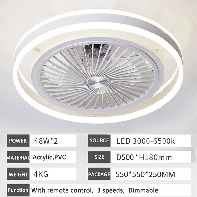 Потолосветильник вентилятор 6 скоростей с светодиодный-подсветильник кой для