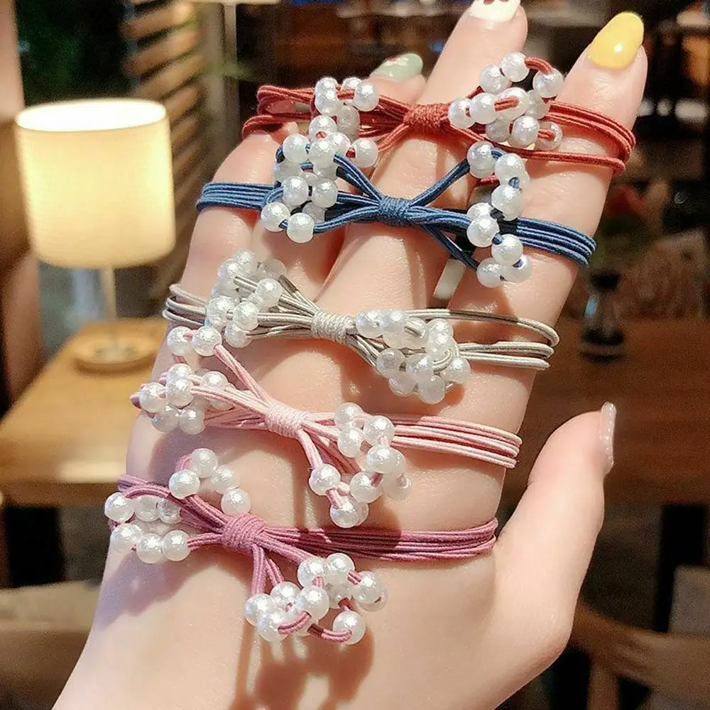 Корейские милые резинки для волос с жемчугом и бусинами девочек женские