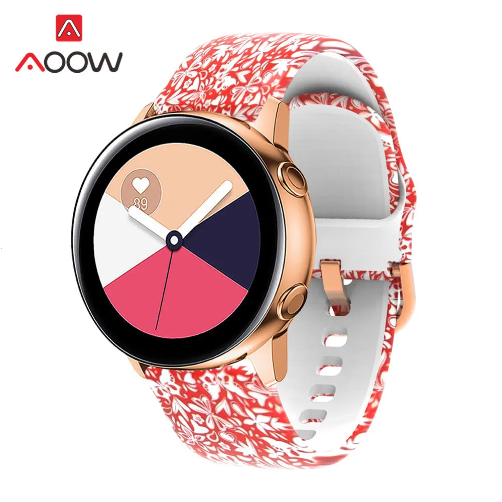 20 мм силиконовый ремешок для часов с принтом для samsung Galaxy Watch Active 42 мм gear Sport S2 Garmin Amazfit браслет ремешок Correa