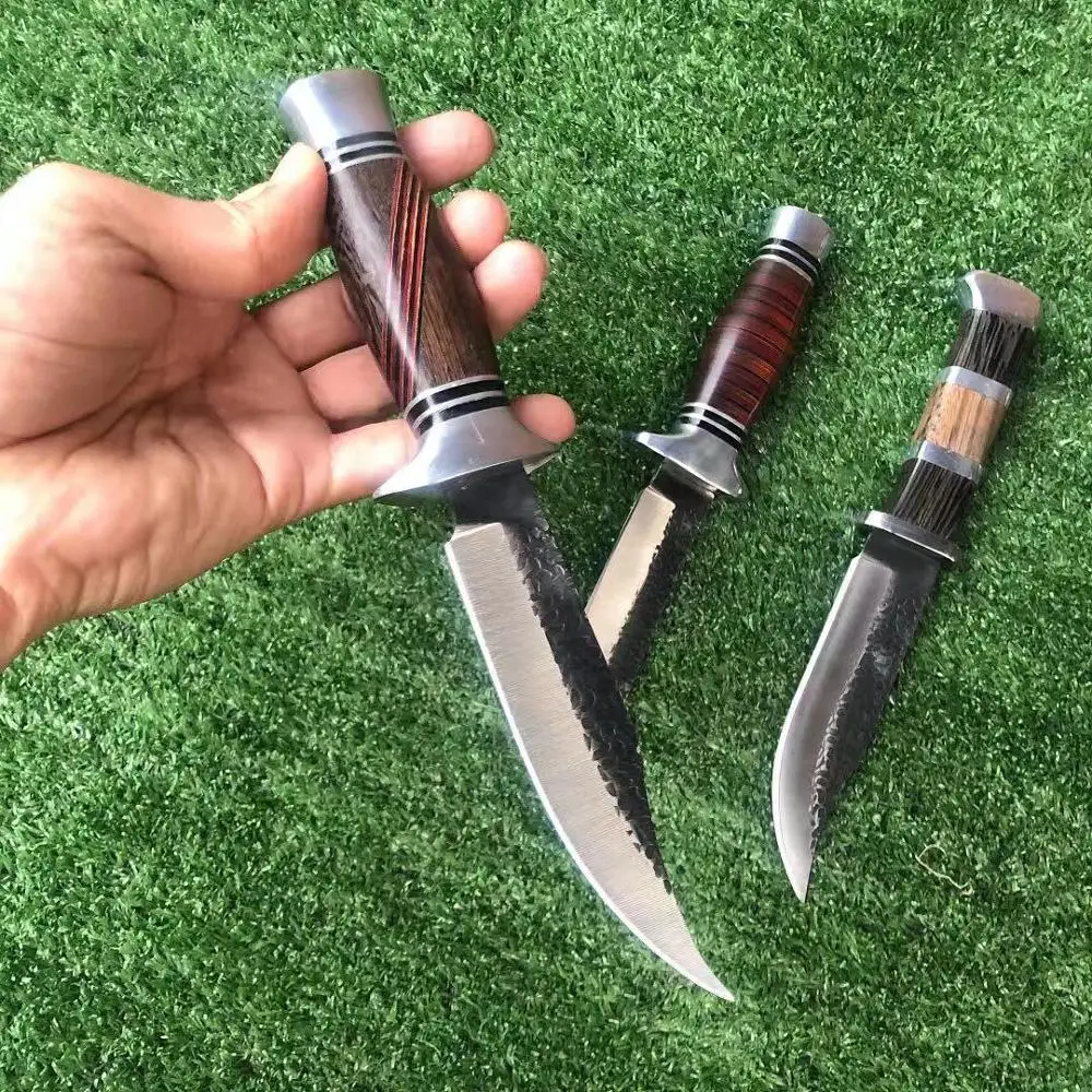 Открытый охотничий нож из высокоуглеродистой стали дамасский узор Прямые ножи