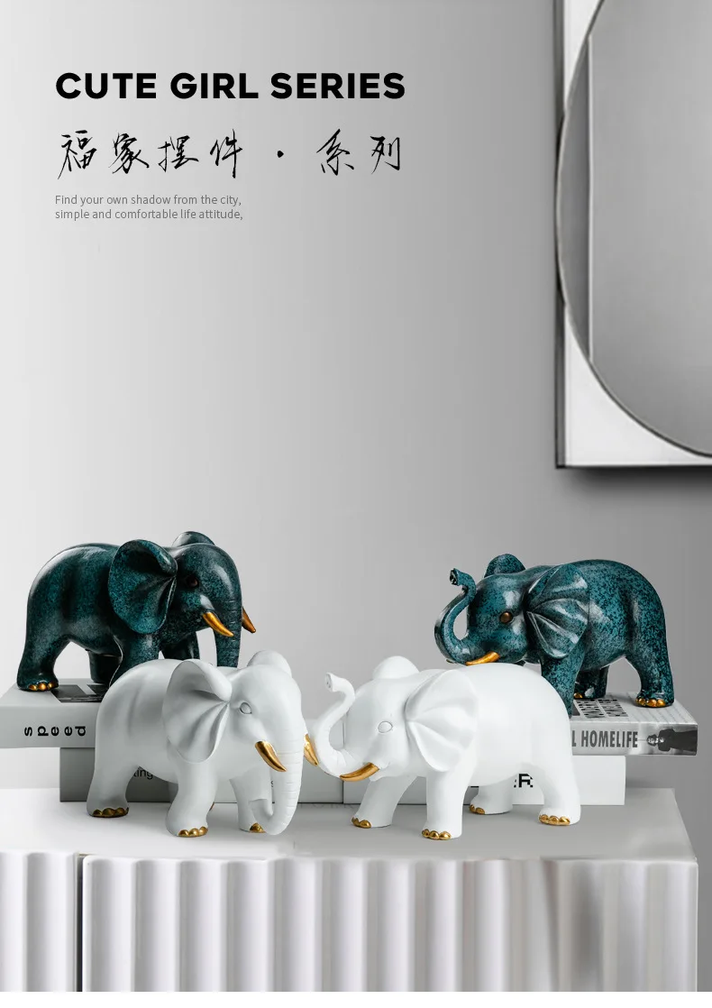 

Creative Resin Elephant Simulation Animal Sculpture Animal Crafts Ornaments decorations for home desk decoration