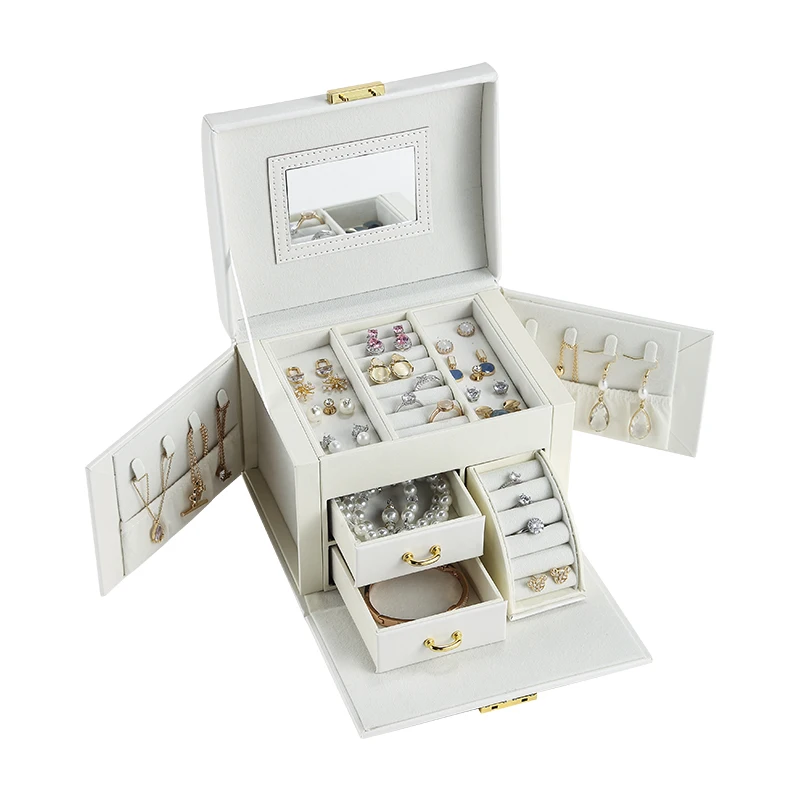 

Casegrace Large Jewelry Box Organizer Girls PU Leather Drawer Jewellery Boxes Earring Ring Necklace Jewelry Storage Case Casket