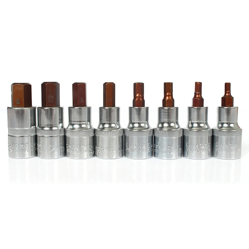1Pcs 1/4" 3/8" 1/2" Square Drive Hex Socket Bits H3 H4 H5 H6 H7 H8 H10 H12 H14 H16 Allen Screwdriver Bit Auto Repair Hand Tools |