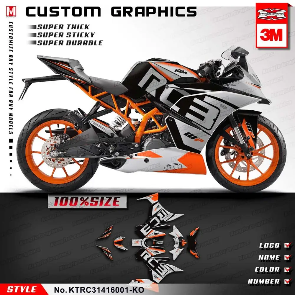 KUNGFU графика наклейки для мотоциклов комплект клейкие черные для KTM RC 125 200 RC125 RC200 Venom стиль - Цвет: KTRC31416001-KO