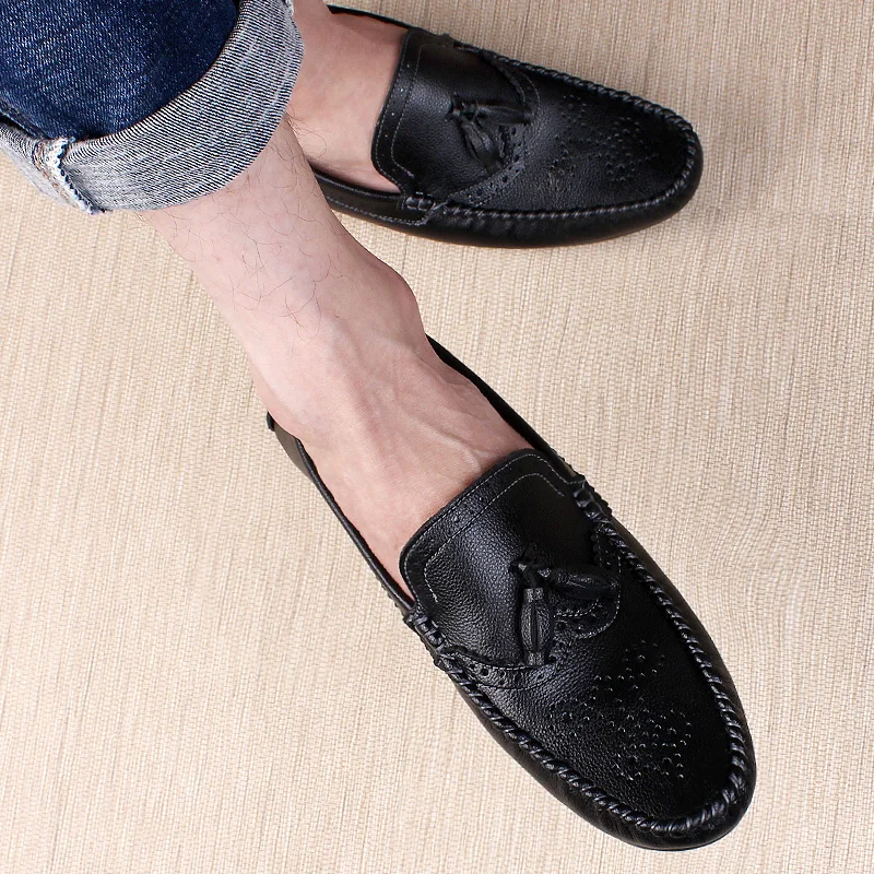 New Arrival Fashion Men White Black Loafer Shoes Slip on Trending Leisure Genuine Leather Male | Обувь
