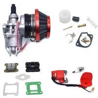 47cc 49cc carburetor with 44mm air filter red blue silver and gasket ignition coil for mini moto dirt pocket bike atv quad
