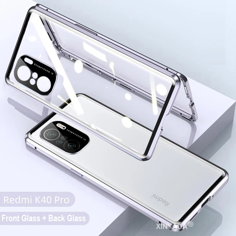 

Case For Xiaomi Poco F3 Tempered Glass 360 Cover For Xiaomi Redmi K40 Pro Case Magnet Full Body Flip Metal Case Magnetic