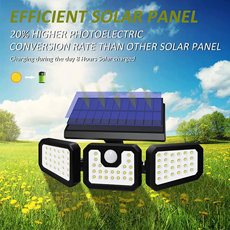 

Solar Lights Outdoor LED/COB Wireless 3 Head Motion Sensor 270 Wide Angle Illumination Separation Wall Lamp for Garden Garage 50