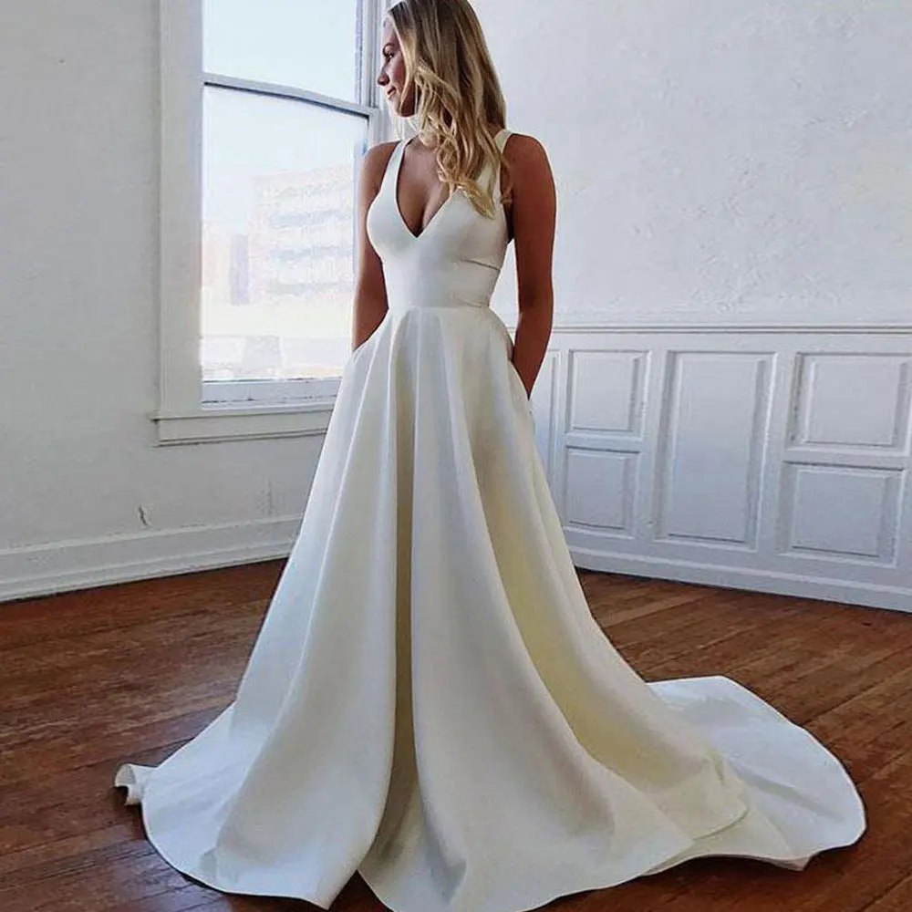 

Bowknot\Bow Zipper Banbage Sleeveless Floor length Sweep/Brush Spaghetti strap V-Neck A-line Evening Dresses sexy Fashion