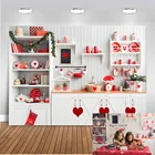 Фон для студийной фотосъемки с изображением рождественской кухни, детской кухни, белого шкафа, деревянного пола