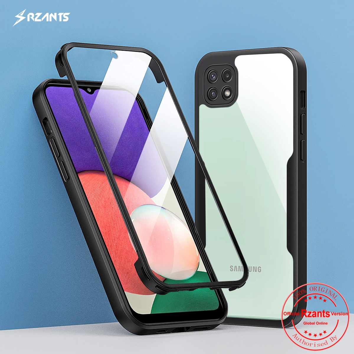 

Чехол Rzants для Samsung Galaxy A22 5G 4G [360 Bettle], чехол с полной защитой, мягкий прозрачный противоударный чехол для телефона