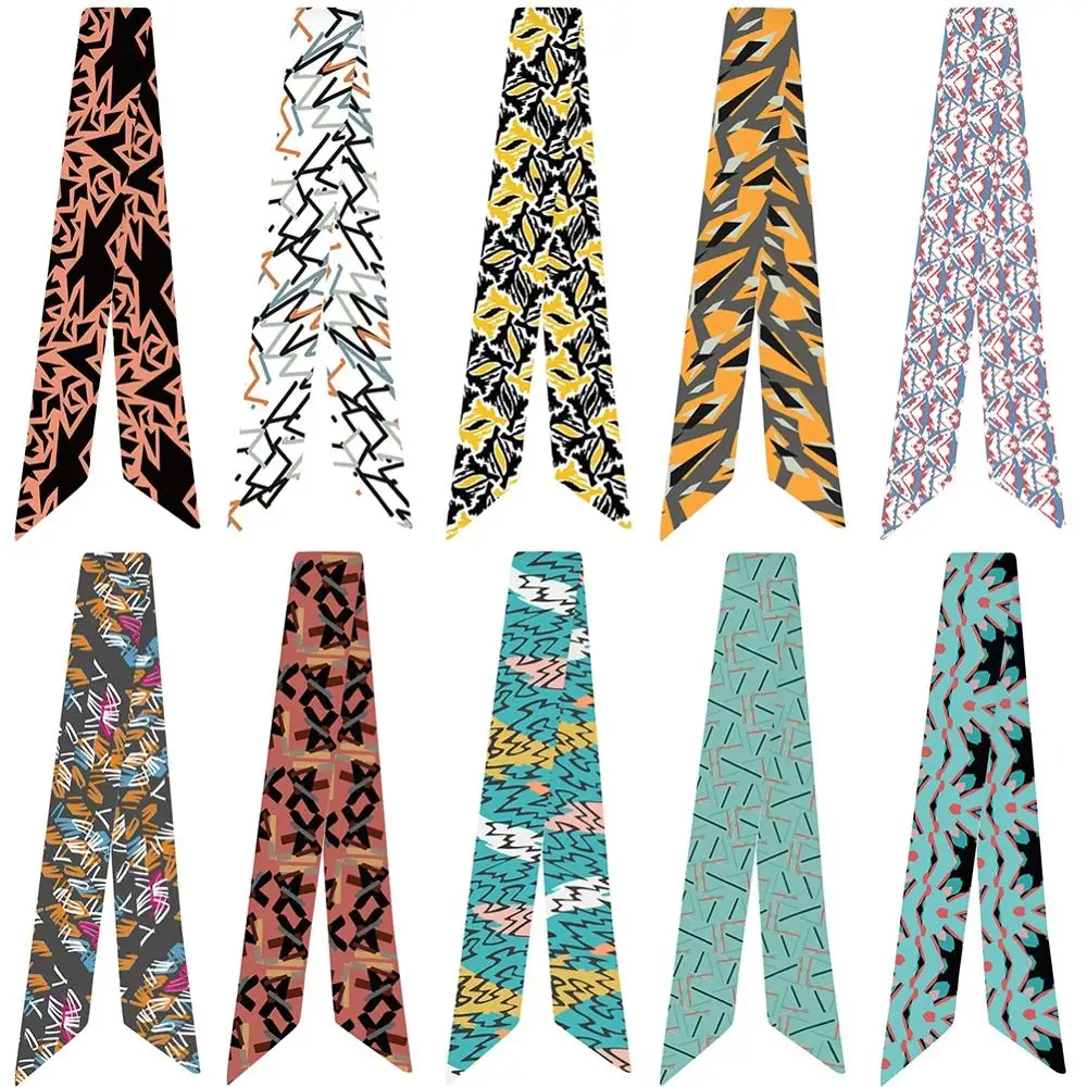 

Ассиметричный геометрический рисунок разнообразный ручной шарф для сумки шелковый шарф маленький шарф