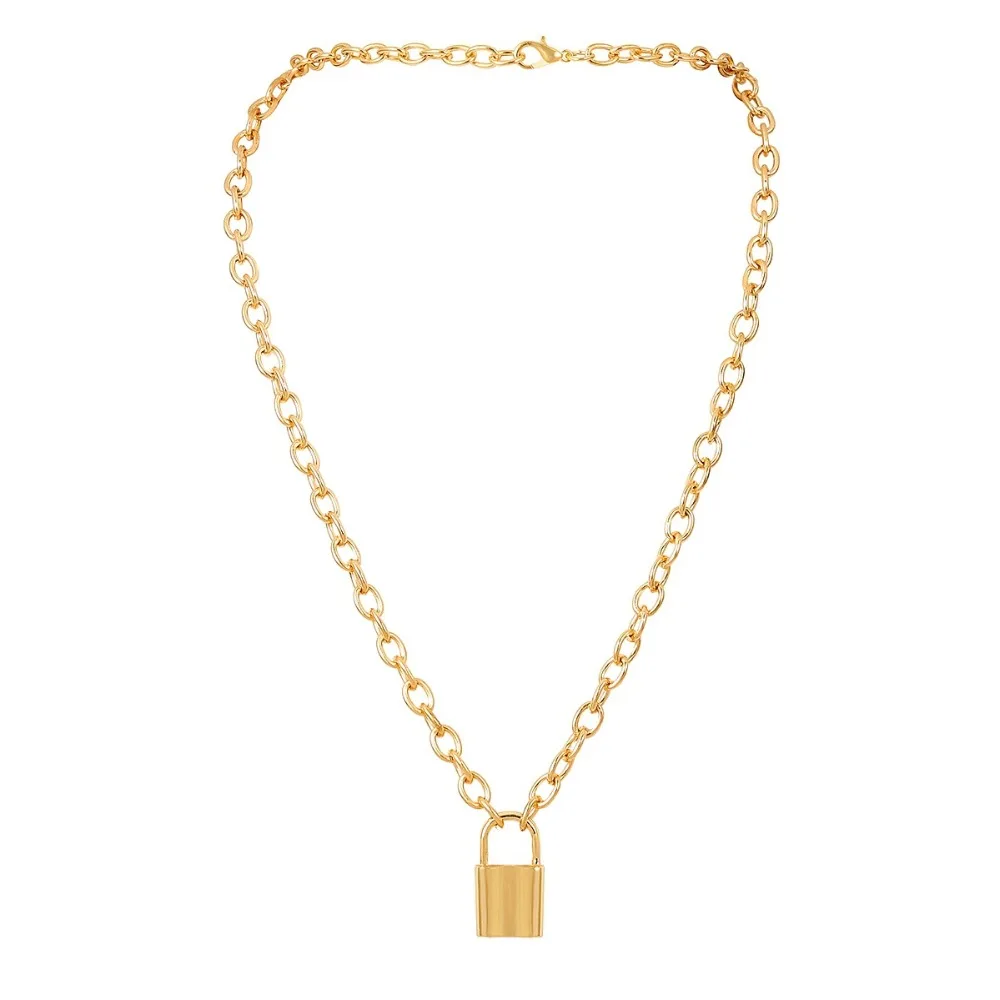 LOCK PENDANT Новинка, женское Винтажное колье в виде сердца с красной эмалью, золотая металлическая цепочка, ожерелье с подвеской, романтическое ювелирное изделие для влюбленных, бижутерия - Окраска металла: LOCK PENDANT