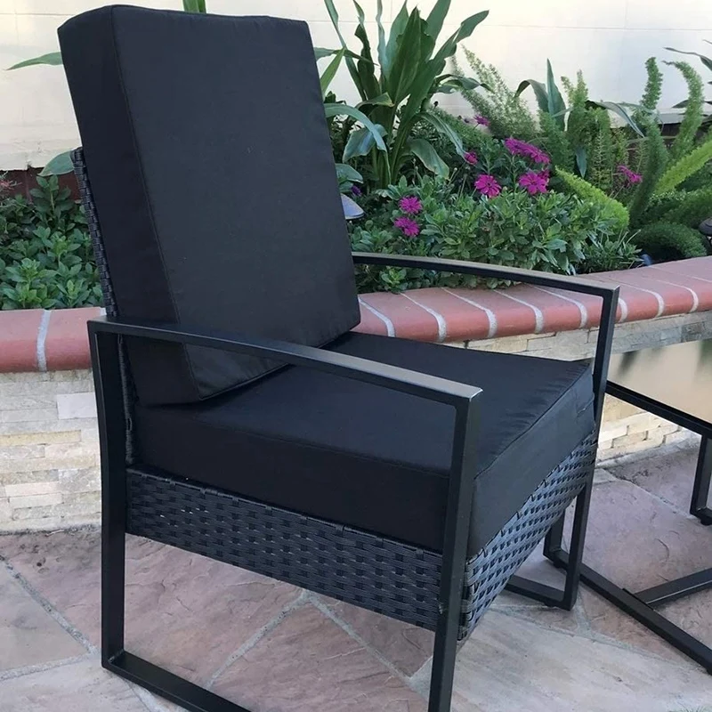 

Outdoor Furniture Replaceable Cushion Cover Indoor and Outdoor Waterproof Patio Chair Seat Cushion (4 Pcs, Black)