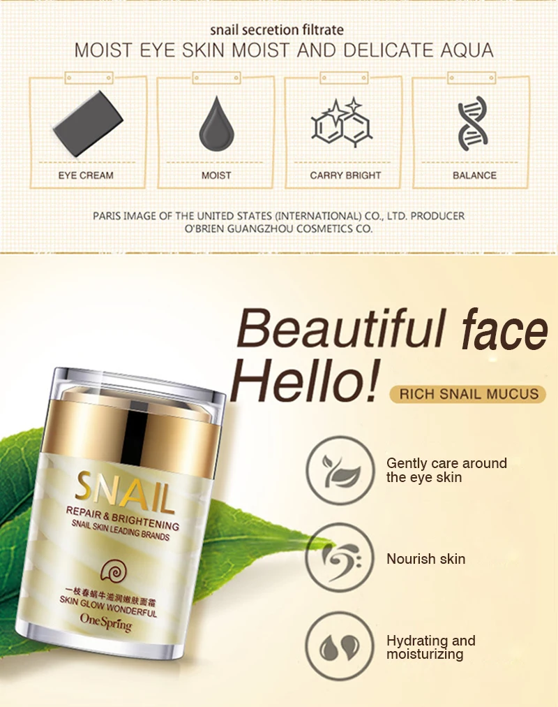 Snail Extract Repair Face Cream Anti Wrinkle Facial Cream Tightening, Whitening, Moisturizing Lifting Skin care onespring