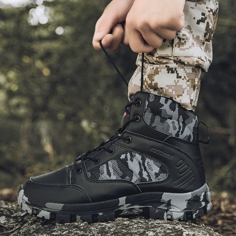 Новинка Сезон осень зима Мужские ботинки Военные ботильоны на резиновой подошве