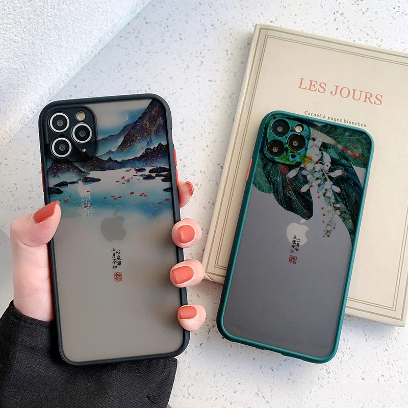 Phone Case For iPhone 11 12 13 Pro Max Mini 8 7 Plus XR X XS MAX SE 2020 Chinese Style Ancient poems Hard Shockproof Back Cover