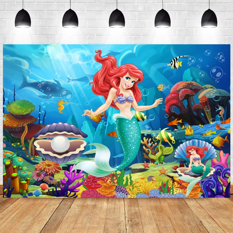 Фон для фотосъемки маленькая Русалочка вечеринки в честь Дня Рождения Девочки