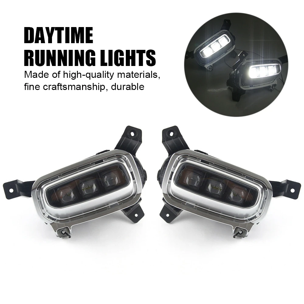 

2pcs LED DRL Drive Fog Lamps DC 12V 6000K White Car Right Left Daytime Running Light Replacement For Kia Seltos Car Accessories