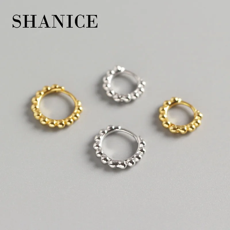 SHANICE корейские ювелирные изделия простые золотые круглые серьги 100% Стерлинговое