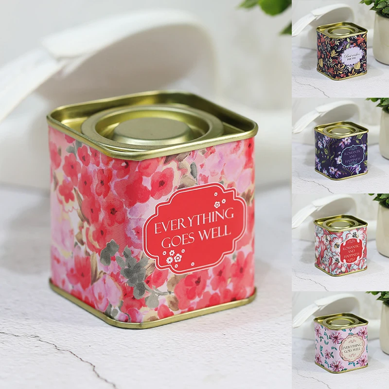 

Tinplate Can Sealed Tin Can Square Dried Fruit Tea Flower Tea Candy Jar Tinplate Portable Small Packaging Box Home Storage Box