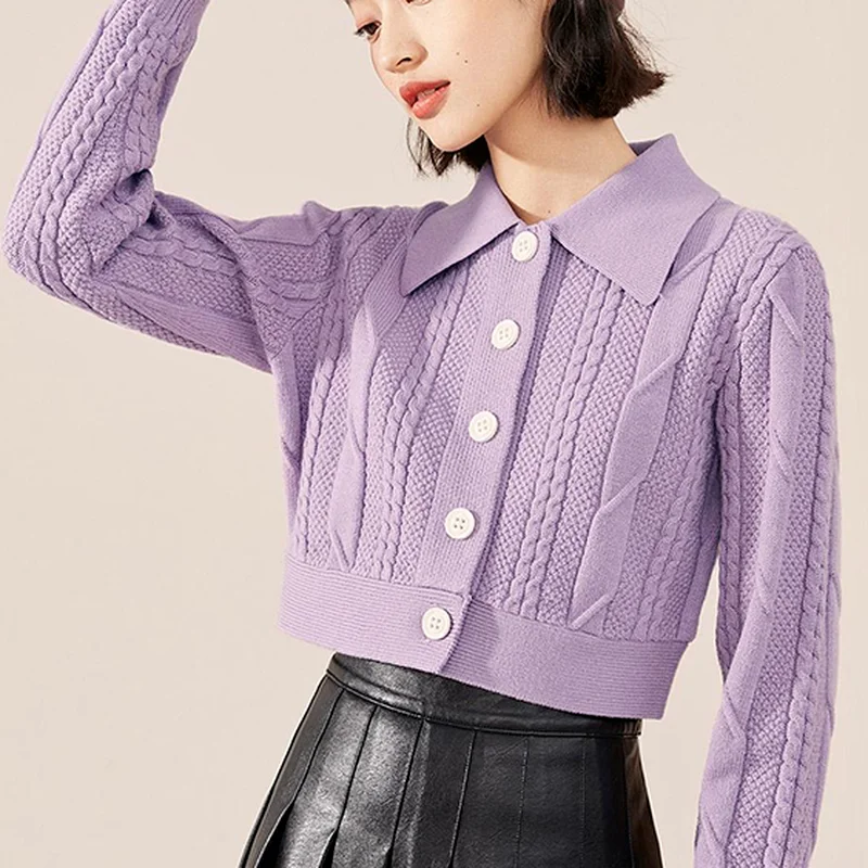 

Sweater Women Cardigan Korean Women Knitwear Vintage Purple Sweaters Long Sleeve Black Knitted Cardigans White Ladies Top 2021