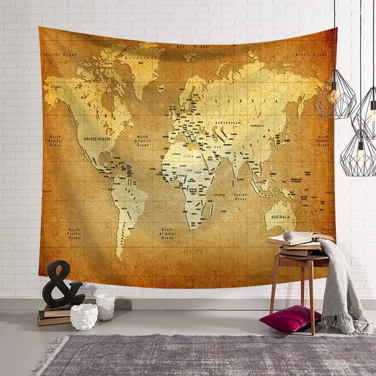 Настенный гобелен с картой мира для йоги Звездный изображением неба большой