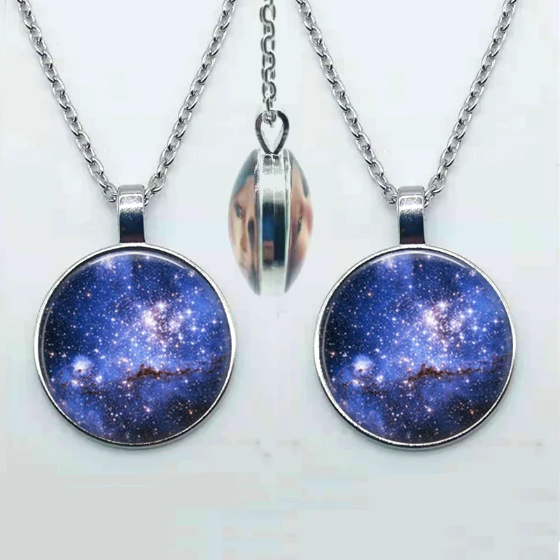 Новое двухстороннее ожерелье с кулоном в виде туманности и галактики ювелирные