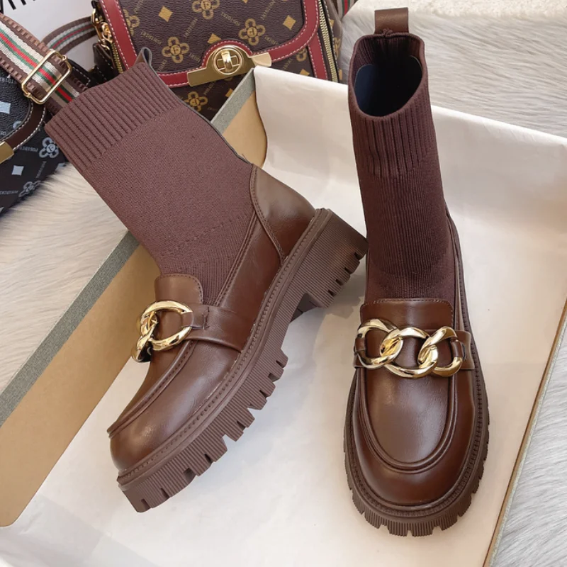 

Женские ботильоны из искусственной кожи, на толстом каблуке, без застежки