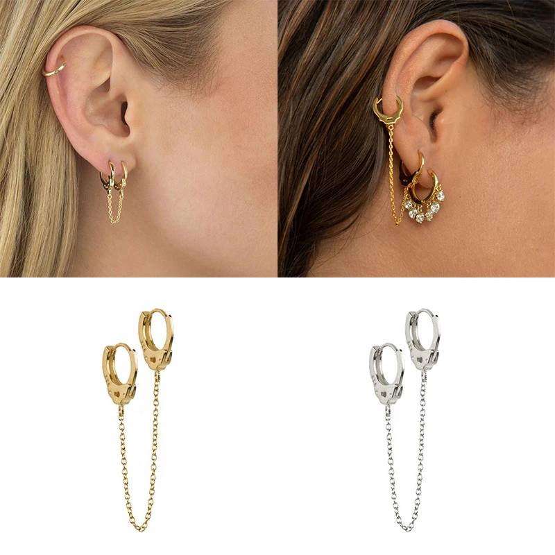 

BOAKO 1 Pcs Tassel Chain Earrings For Women 925 Sterling Silver Earrings Dangle Piercing Jewelry Ear Cuffs Pendientes #4.1