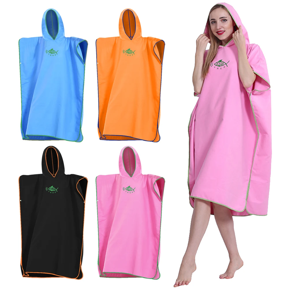 

Bath Towel Hooded Robe Poncho Quick Dry Women Beach Surf Bathrobe Quick-drying Changing Robe for Swimming Bathing Wetsuit