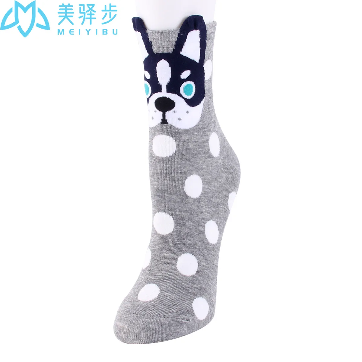 12 Pcs Per Set Fashion New Cute Dog Comfortable Polka Dot Female Socks Korean Version Cartoon Socks Female Factory