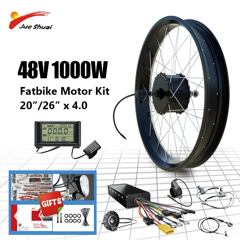 

20inch 26inch Snow Bike Electric Motor Kit 48V 1000W Rear Drive 4.0 Fat Tire Ebike Conversion Kit Fatbike Brushless Hub Motor