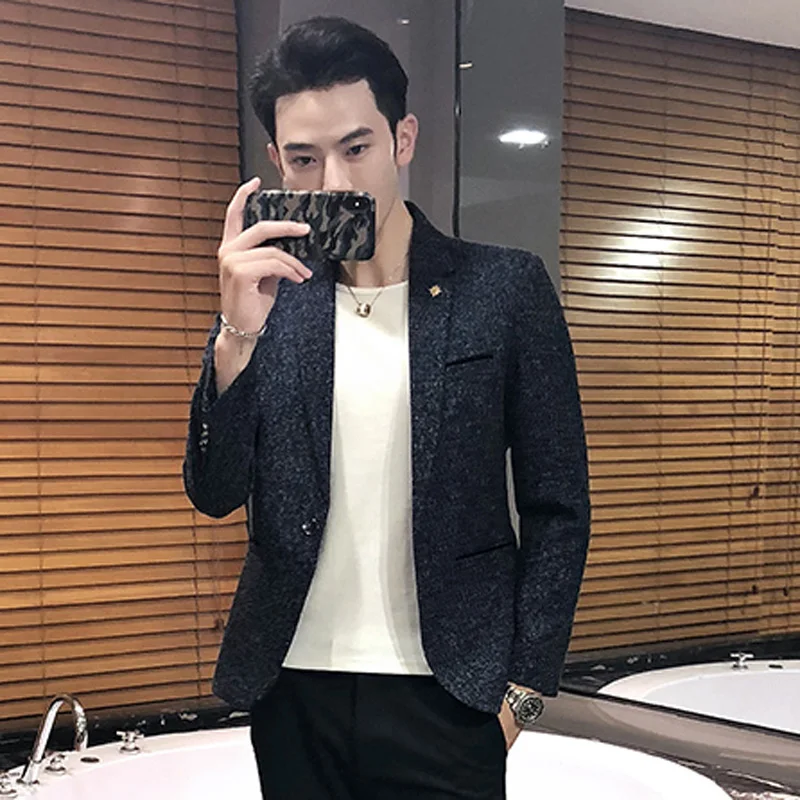 Новинка Осень 2021 деловой Мужской приталенный льняной повседневный костюм куртка