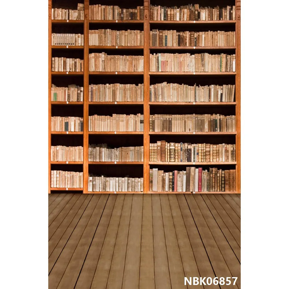 Laeacco детская библиотека деревянный пол старая книжная полка книга фотографии фоны индивидуальные фотографические фоны для фотостудии - Цвет: NBK06857
