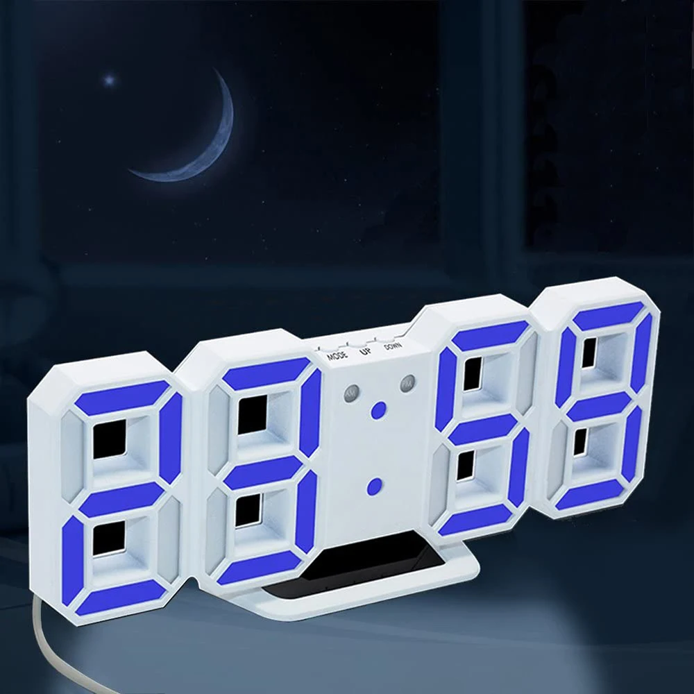 

New 3D LED Wall Clock Modern Digital Wall Table Clock Watch Desktop Alarm Clock Nightlight Saat Wall Clock for Home Living Room