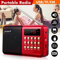 dc 5v 3w mini portable pocket lcd digital fm radio speaker usb tf aux mp3 player for elderly high quality radyo new